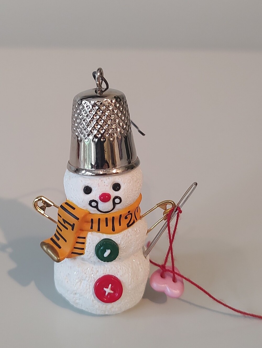 Hallmark Sew Handy Snowman Sewing Thimble Christmas Ornament